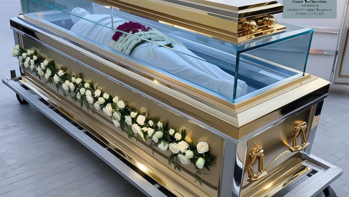 Dead body freezer box at home in Delhi with flowers placed around