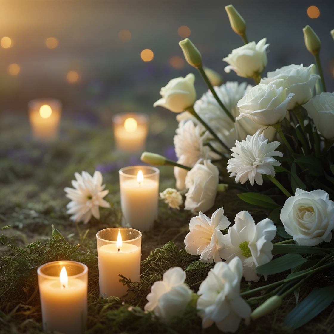 Peaceful candlelight setup symbolising calm and organised farewell